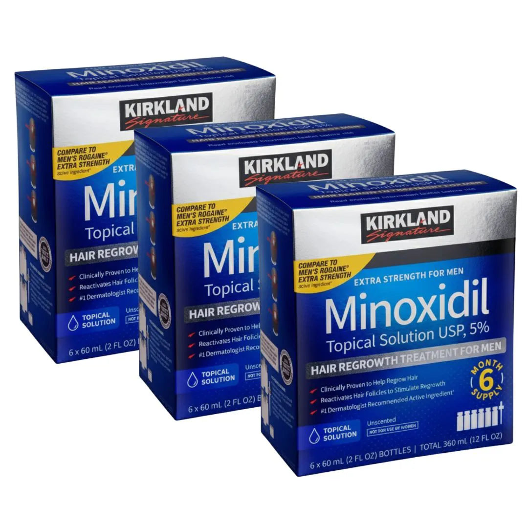 Minoxidil Kirkland 5% Original - Kit 3 Caixas (18 Frascos de 60ml)