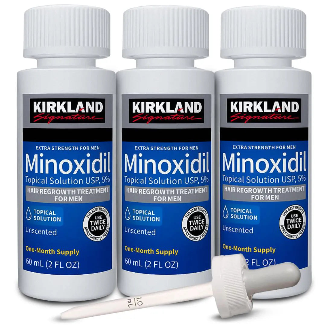 Minoxidil Kirkland 5% Original - Kit para 3 Meses (3 Frascos de 60ml)