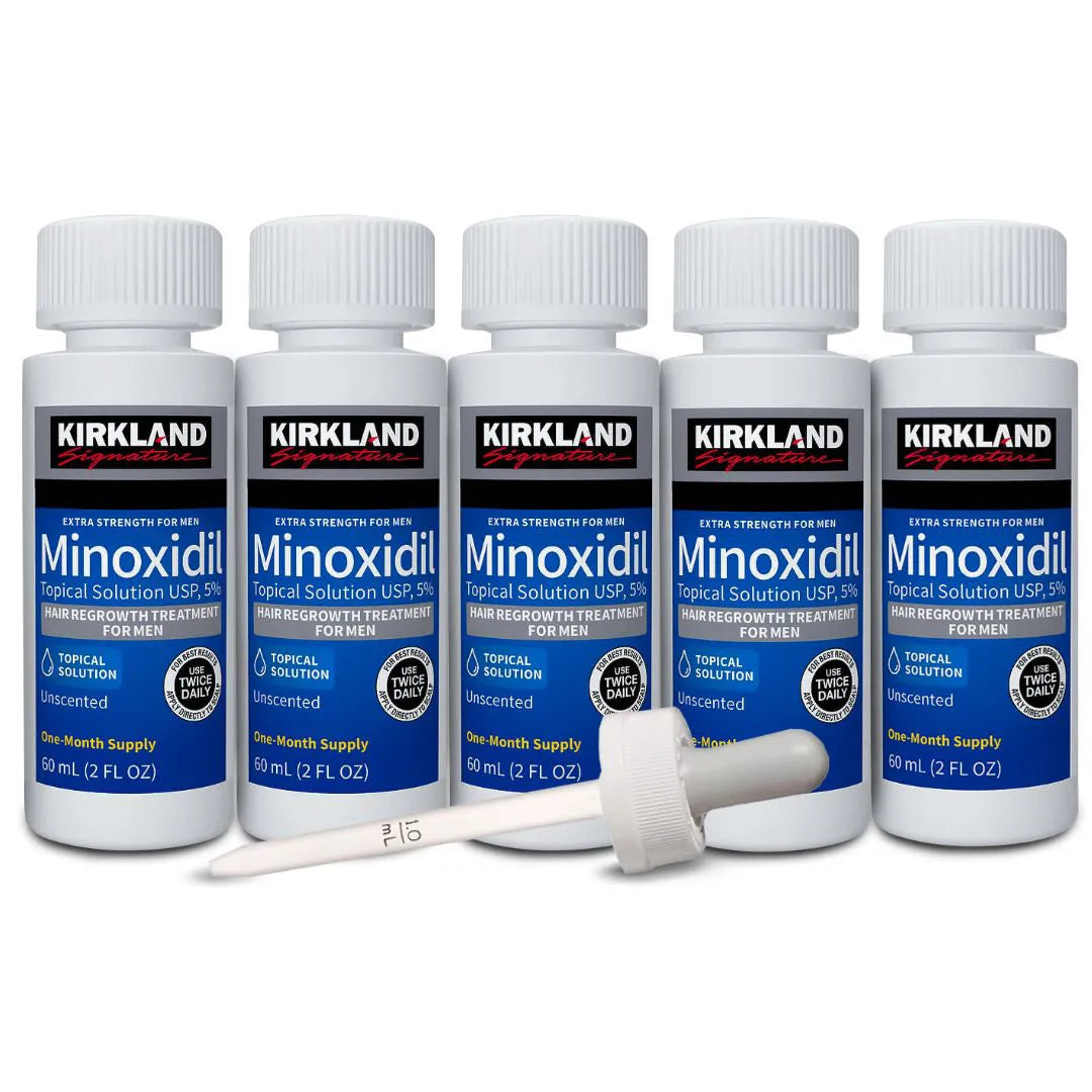 Minoxidil Kirkland 5% Original - Kit para 5 Meses (5 Frascos de 60ml)