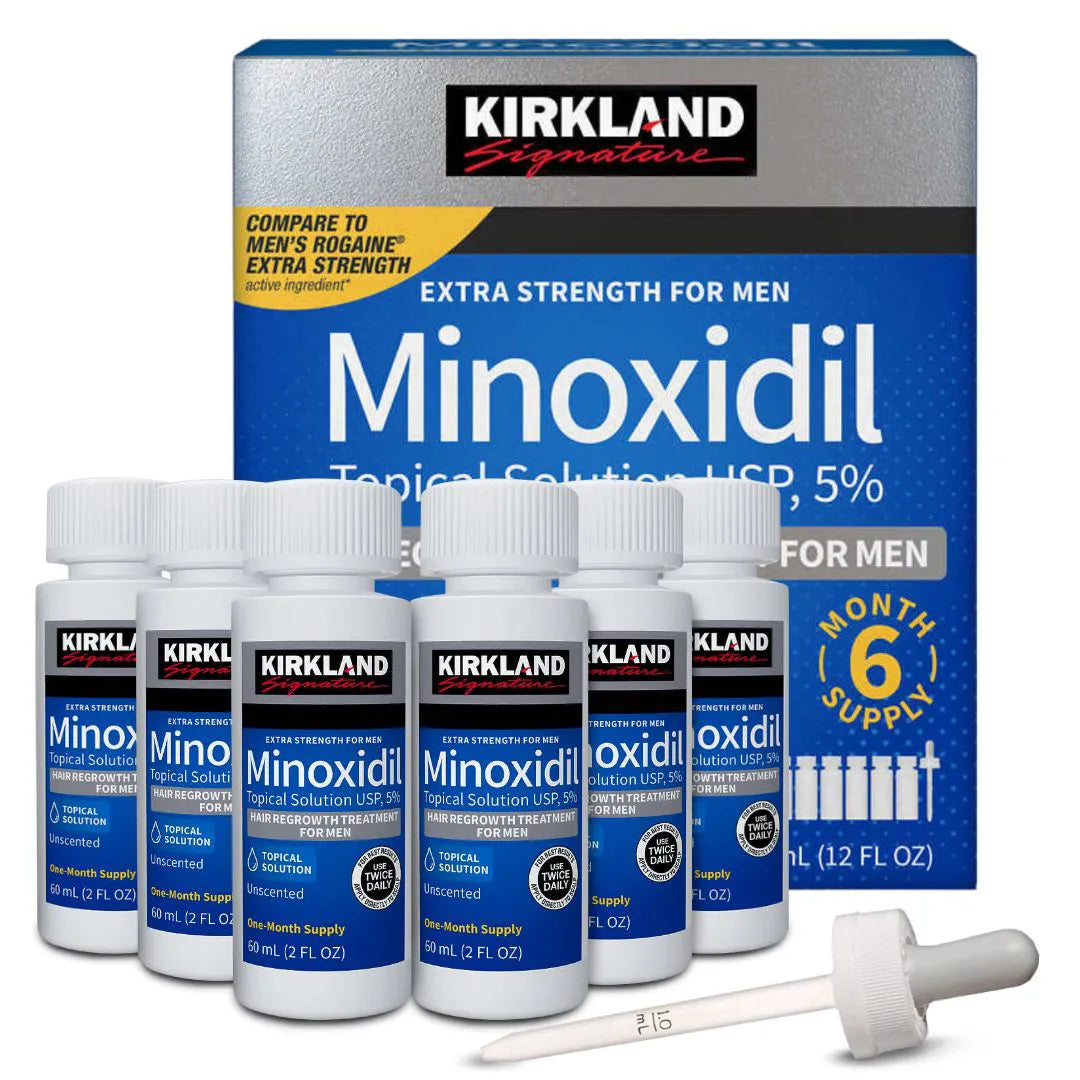 Minoxidil Kirkland 5% Original - Kit para 6 Meses (6 Frascos de 60ml) Caixa Lacrada