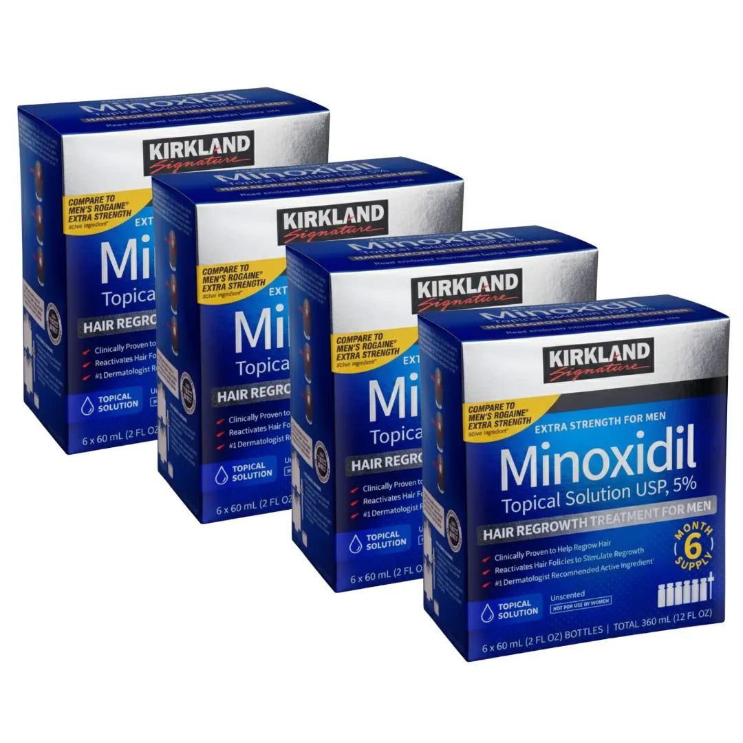 Minoxidil Kirkland 5% Original - Kit 4 Caixas (24 Frascos de 60ml)