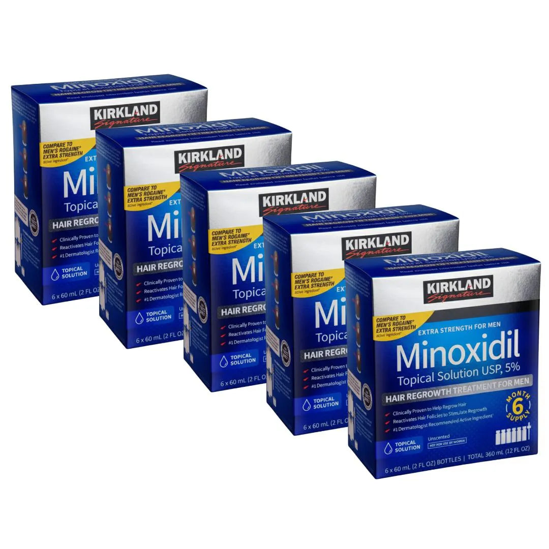 Minoxidil Kirkland 5% Original - Kit 5 Caixas (30 Frascos de 60ml)