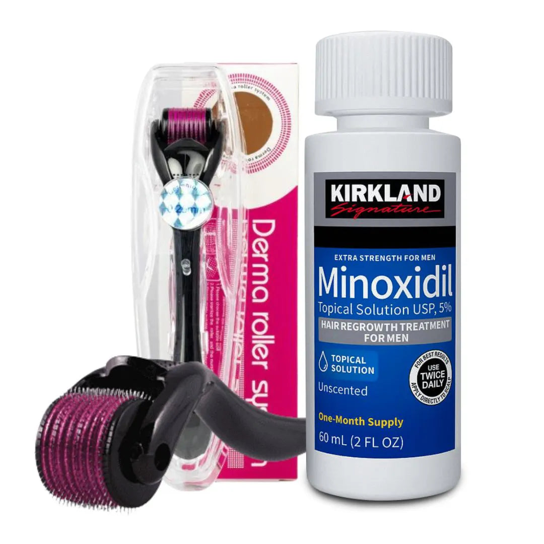 KIT 1 Minoxidil 5% Kirkland + 1 Dermaroller System 0.5mm